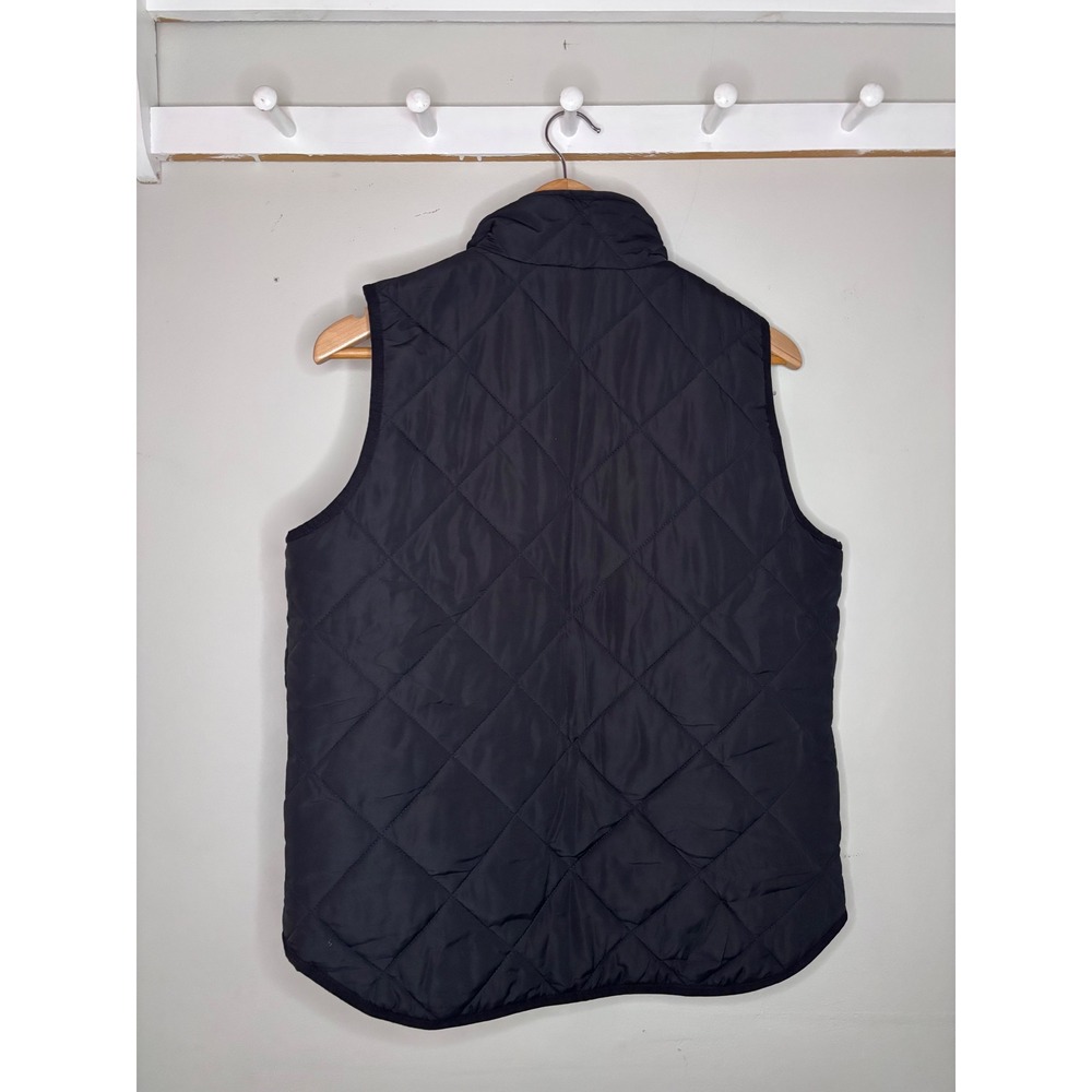 J Crew Mercantile Quilted Puffer Vest Black Gold Zip Womens Medium - Picture 3 of 5